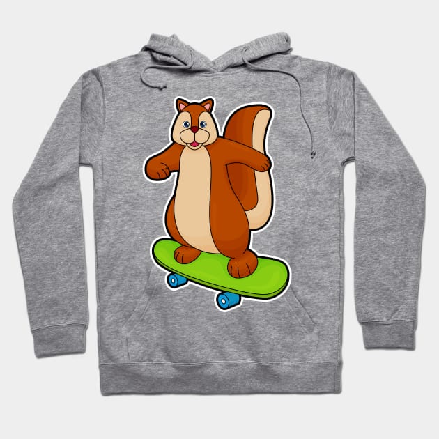 Squirrel as Skater with Skateboard Hoodie by Markus Schnabel